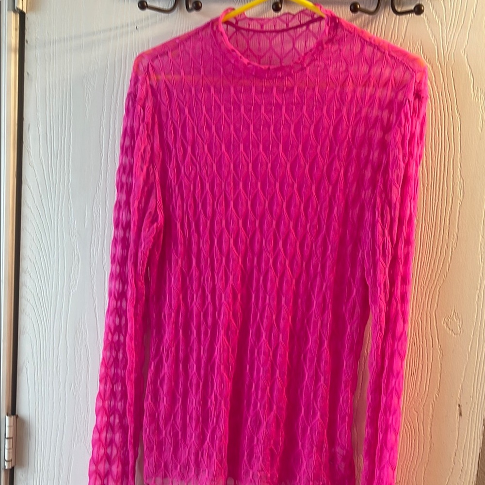 Vibrant Pink Mesh Lace Top
